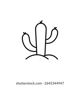 Desenho simples de cacto representando a vegetação do deserto no branco