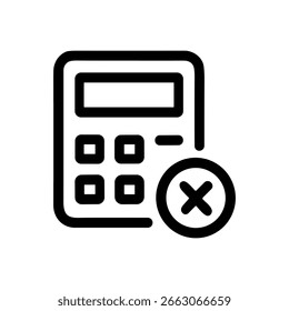 Calculadora de Contorno Simples com Ilustração de Ícone de Design de Conceito de Sinal de Erro