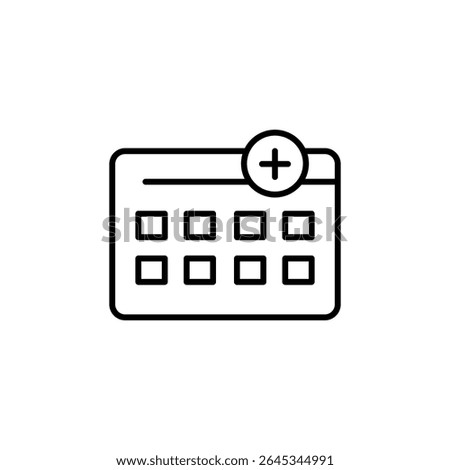Simple Outline Of A Calendar With Addition Sign For Scheduling