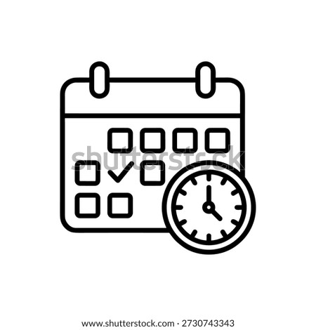 Simple Outline Calendar and Clock Appointment Reminder Icon Symbol