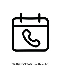 Simple Outline Calendar with Phone Symbol Appointment Reminder Icon
