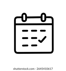 Simple Outline Calendar Schedule with Check Mark Icon Shape Symbol