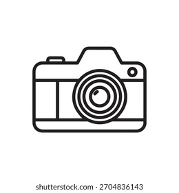Icono de cámara de contorno simple que representa la captura de imágenes de Fotografía y los conceptos de medios