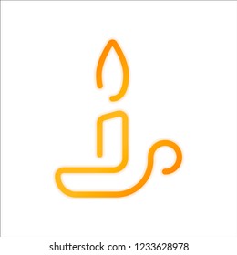 Simple outline candle icon. One line style. Orange sign with low light on white background