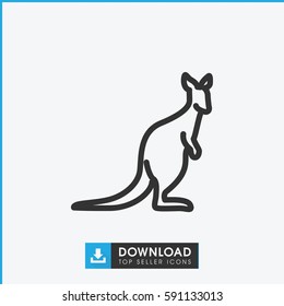 Simple outline cangaroo vector icon. On white background.