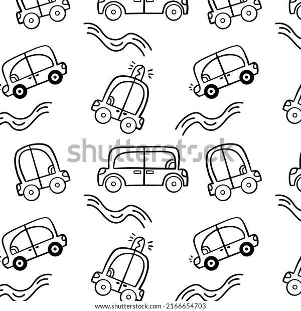 Simple outline cars\
pattern for kids\
design.