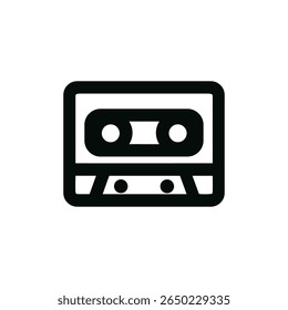 Simples Contorno Cassete Fita Gravação Música Ícone de Áudio Retro