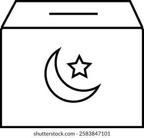 simple outline charity box icon illustration design
