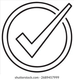 Simple outline of a check mark inside a circle