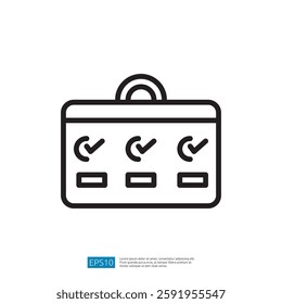 A simple outline of a checklist or task board featuring three checkmarks, symbolizing completion or progress in tasks.