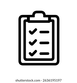 Simple Outline Checklist with Tick Marks on Clipboard Icon Design