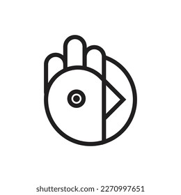 simple outline of chicken head in circle logo vector