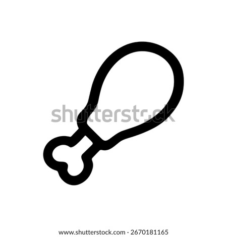 Simple Outline Chicken Leg Icon Silhouette Shape for Restaurant Menu