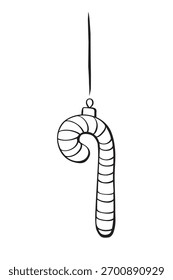 Einfache Kontur Weihnachten Candy Cane Vektor