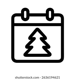 Símbolo de ícone de evento de feriado de data de calendário de árvore de Natal de estrutura de tópicos simples