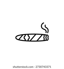 Cigarro de contorno simple con el icono del accesorio de fumar del arte de la línea de Smoke