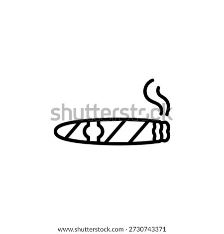 Simple Outline Cigar With Smoke Line Art Smoking Accessory Icon