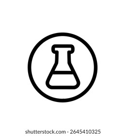 Simple Outline Circle Chemistry Flask Experiment Symbol Icon