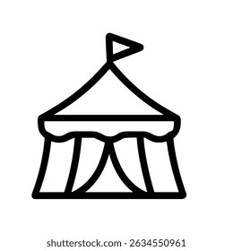 Simple Outline Circus Tent Structure Isolated on White Background Icon