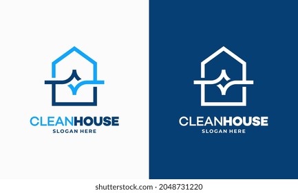 Esquema simple Concepto de diseño del logotipo de la Casa Limpia, vector del logotipo del Servicio de Limpieza