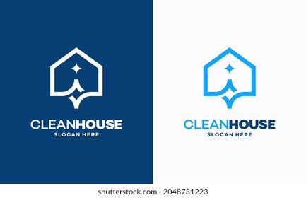 Esquema simple Concepto de diseño del logotipo de la Casa Limpia, vector del logotipo del Servicio de Limpieza