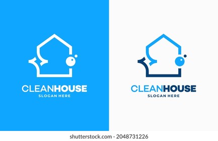 Simple outline Clean House logo designs concept, Cleaning Service logo vector
