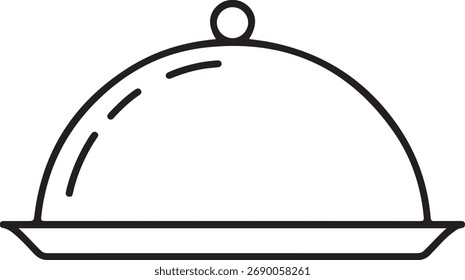 Simple outline cloche serving tray food restaurant icon