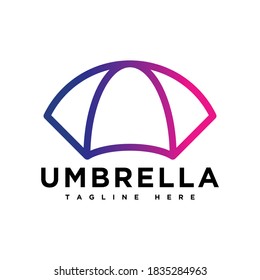 simple outline color full umbrella logo design