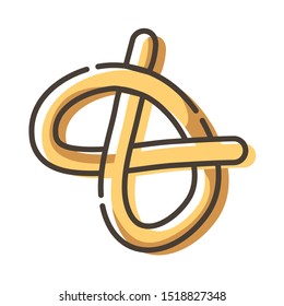 Simple outline color icon - tea and coffee party, hot bagel, bun or bakery product, dessert or sweet food for breakfast, isolated vector symbol for web, app