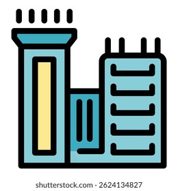 Icono de Vector de color de contorno simple que representa la fachada de un moderno edificio terminal del aeropuerto