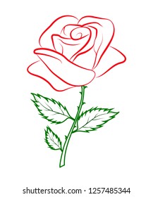 Simple Outline Colored Drawing Red Rose Stock Vector (Royalty Free ...