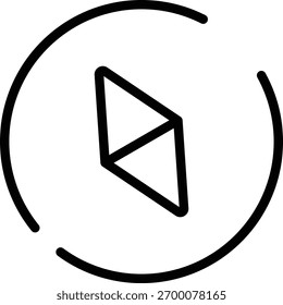 Un simple icono de navegación de brújula de contorno
