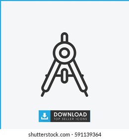 Simple outline compass vector icon. On white background.
