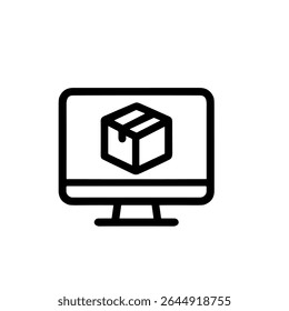 Simple Outline Computer Package Delivery Service Application Interface Icon