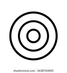 Simple Outline Concentric Circle Target Shape Icon Isolated on White Background