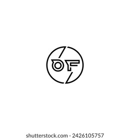 LOGOTIPO DE CONCEPTO DE CONTORNO SIMPLE Y CÍRCULO DE DISEÑO INICIAL FONDO BLANCO Y NEGRO