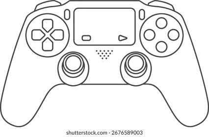 Simple Outline Console Controller Gaming Device Illustration Isolated on White