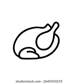 Simple Outline Cooked Chicken Drawing Illustration Food and Meal Icon