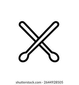 Simple Outline Crossed Drumsticks Musical Instrument Line Icon Design Element