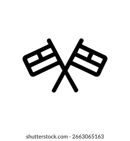 Simple Outline Crossed Flag Icon Symbol Decorative Element Design