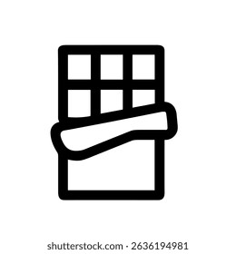 Simple Outline Dark Chocolate Bar Dessert Food Sweet Snack Icon