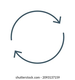 Simple outline dark gray two circular arrows icon. Colored vector modern minimal sign