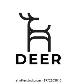 Simple Outline Deer Standing Logo Vector