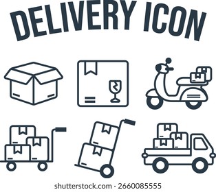 Ilustración de paquete de iconos de entrega de esquema simple
