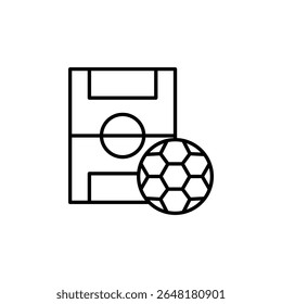 Simple Outline Depiction Of Football Field With Ball For Sporting Events