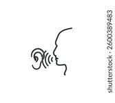 A simple outline design illustration vector of ears whispering or gossiping.
