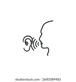 A simple outline design illustration vector of ears whispering or gossiping.