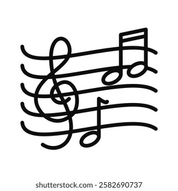 Simple outline design of a music note, perfect for school, student learning, and musical education themes.