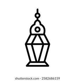 Simple outline design of a tall Islamic lantern, perfect for Ramadhan and Eid Fitri-themed decorations.