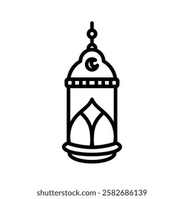 Simple outline design of a traditional Eid Fitri lantern, perfect for religious and festive-themed visuals.